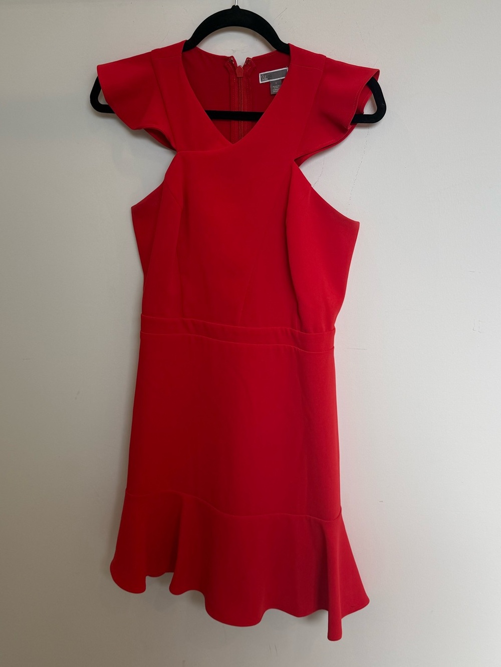 Chelsea28 Red Cutout Ruffle-Hem Mini Dress